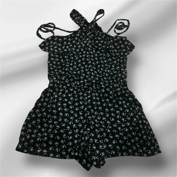 LOFT Ruffled Tie Front Halter Dress in White and Blue - Picture 3 of 5